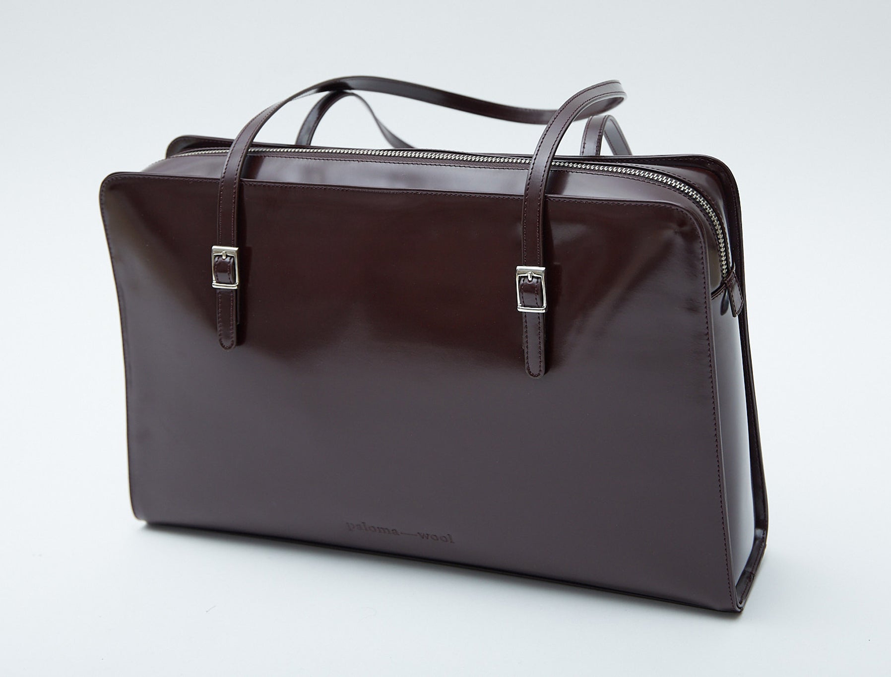 Caye new leather bag embossed logo mahogany