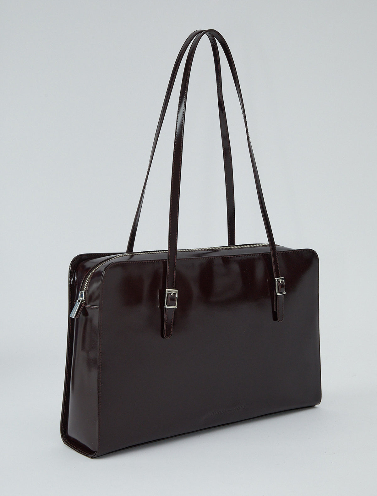 Caye new leather bag embossed logo brown