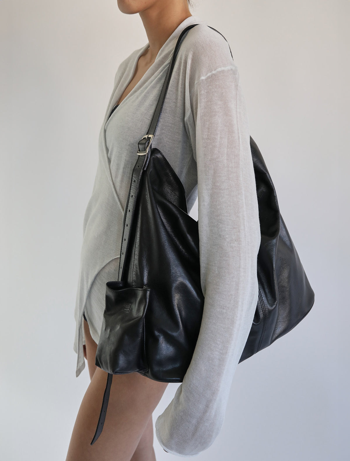 Campnou xxl leather bag pocket laptop black