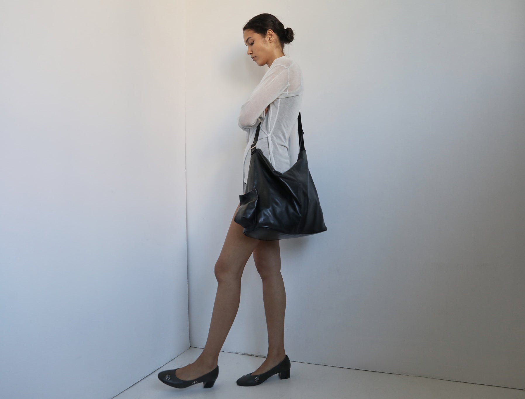 Campnou xxl leather bag pocket laptop black