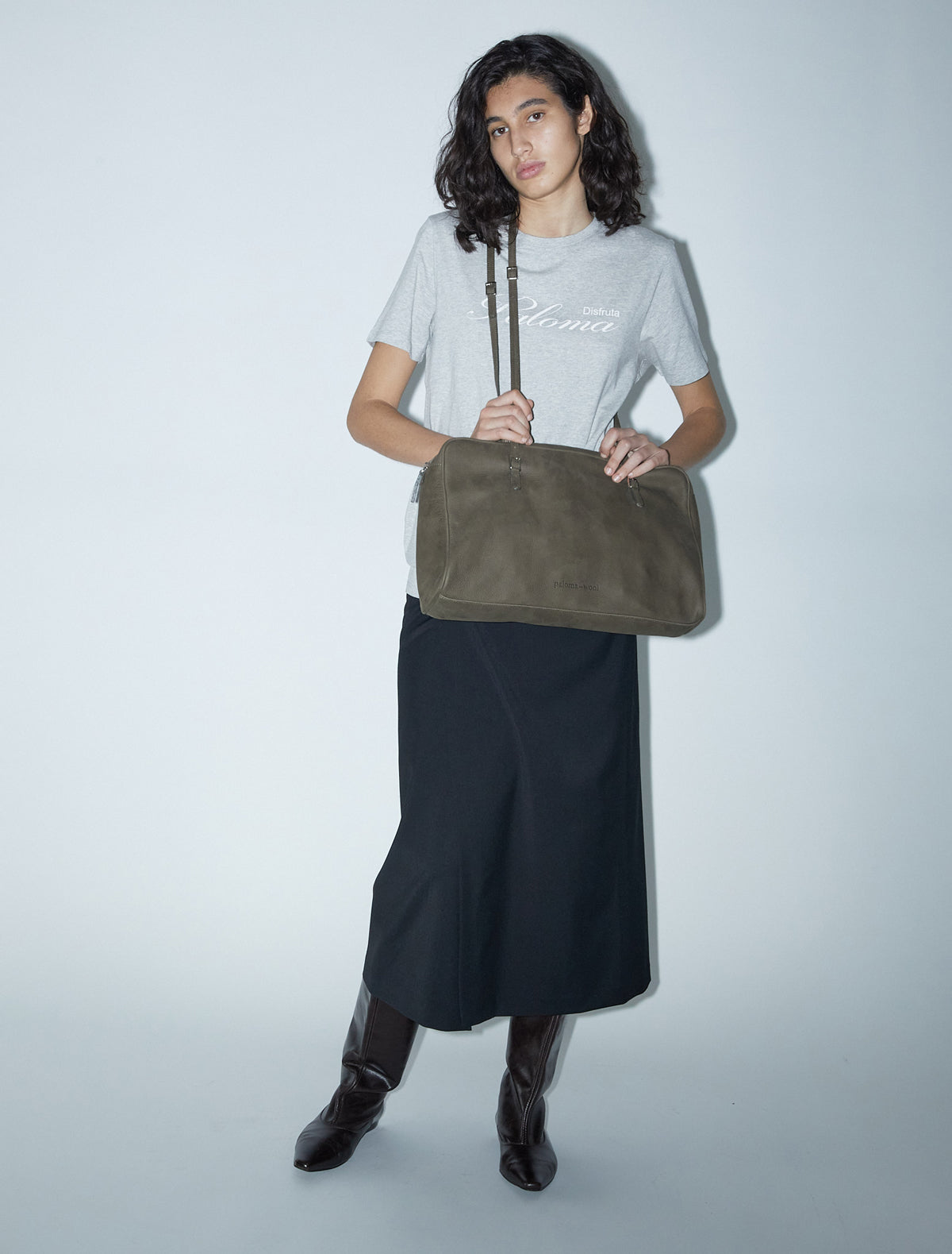 Soft caye leather bag khaki