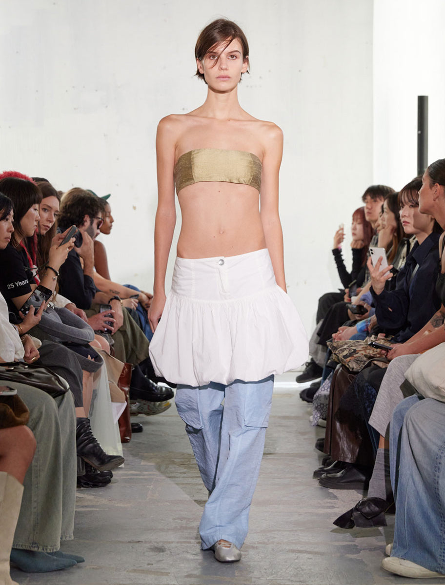 Ayete silk bandeau top side zip gold