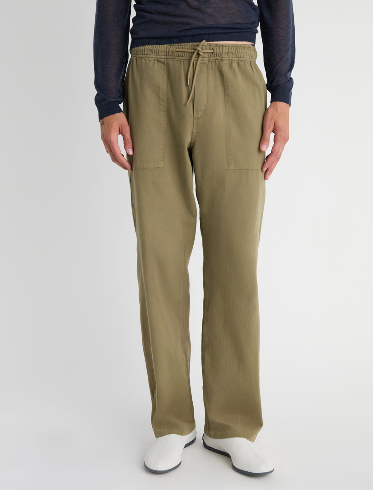AMIGO-Khaki pants with an elasticated waistband and adjustable
