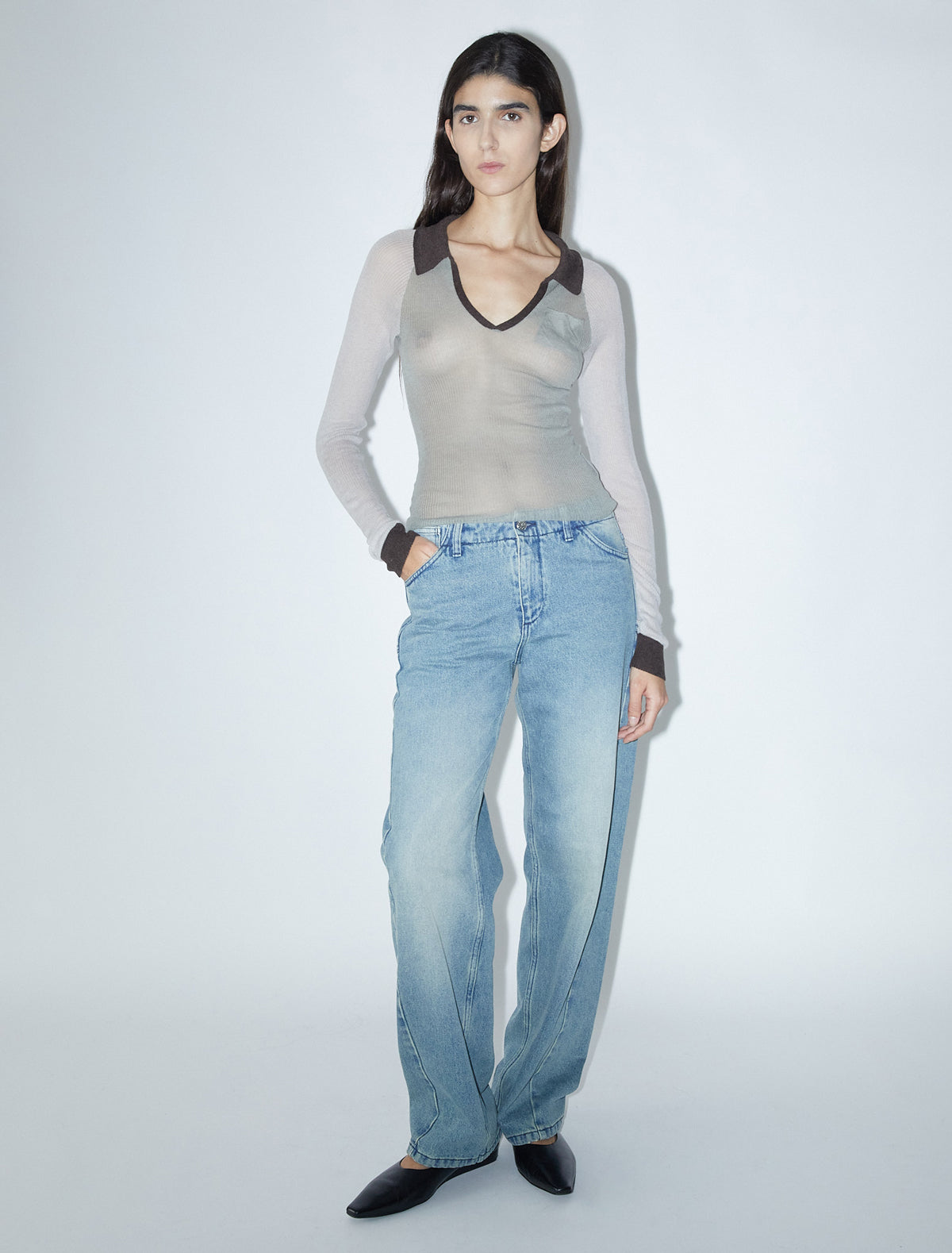 Torrentbo delicate sheer knitted polo