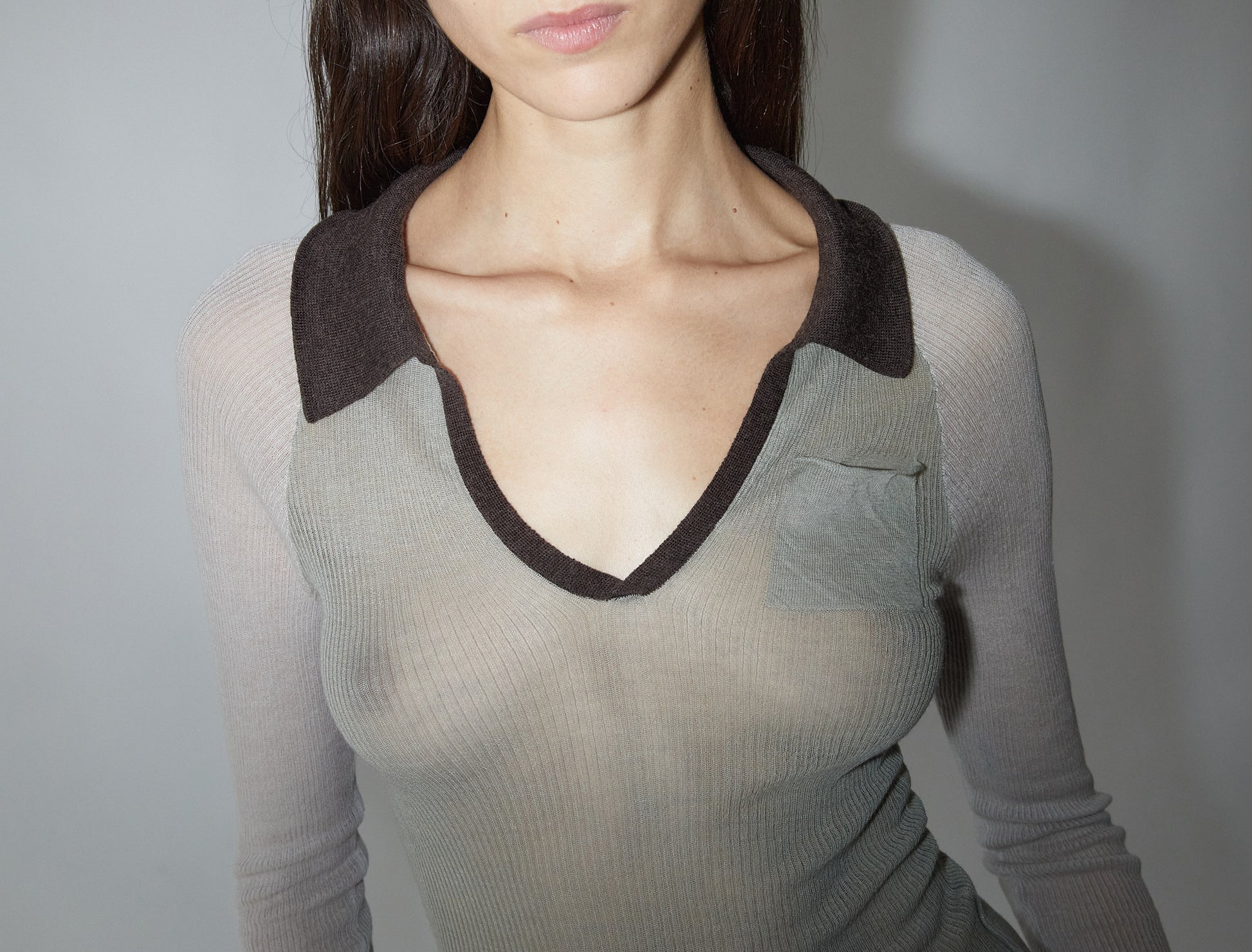 Torrentbo delicate sheer knitted polo
