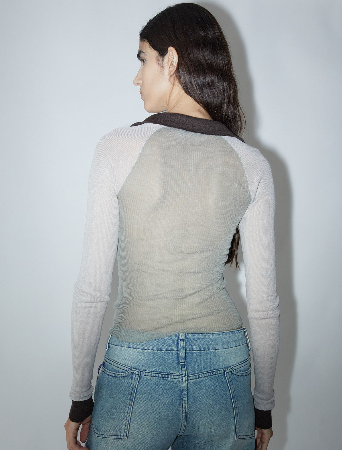 Torrentbo delicate sheer knitted polo