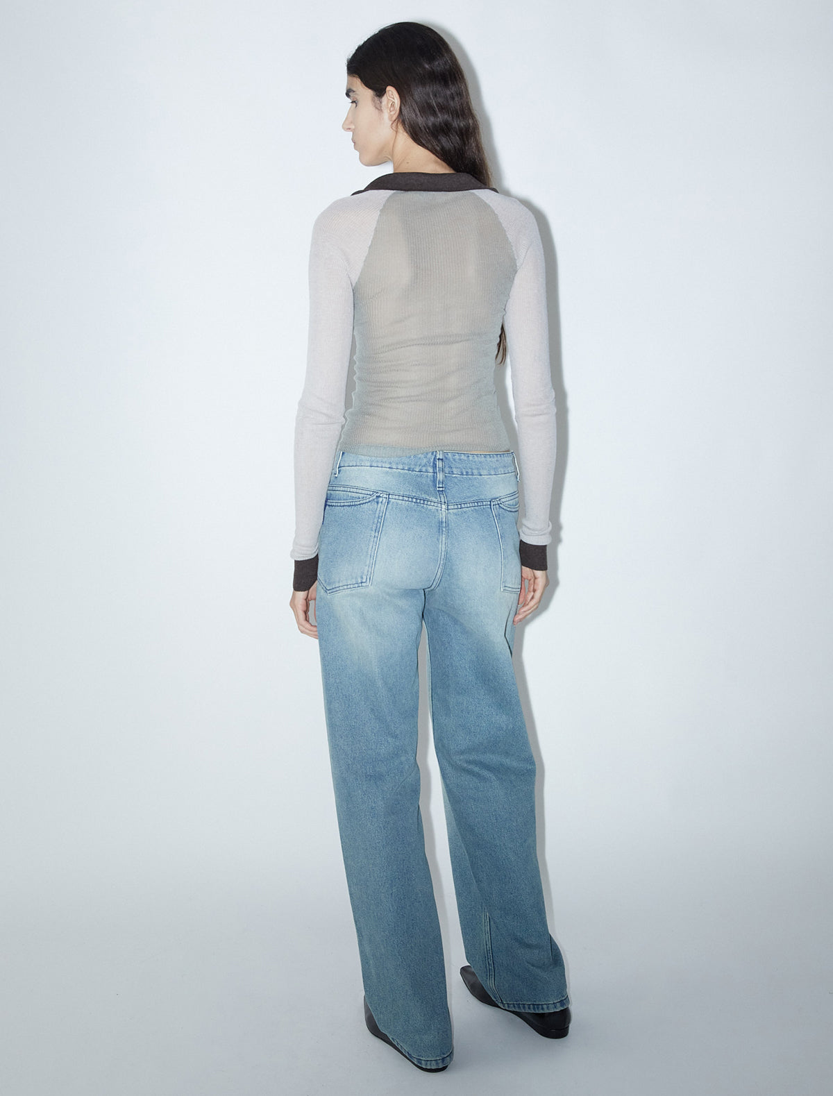 Torrentbo delicate sheer knitted polo