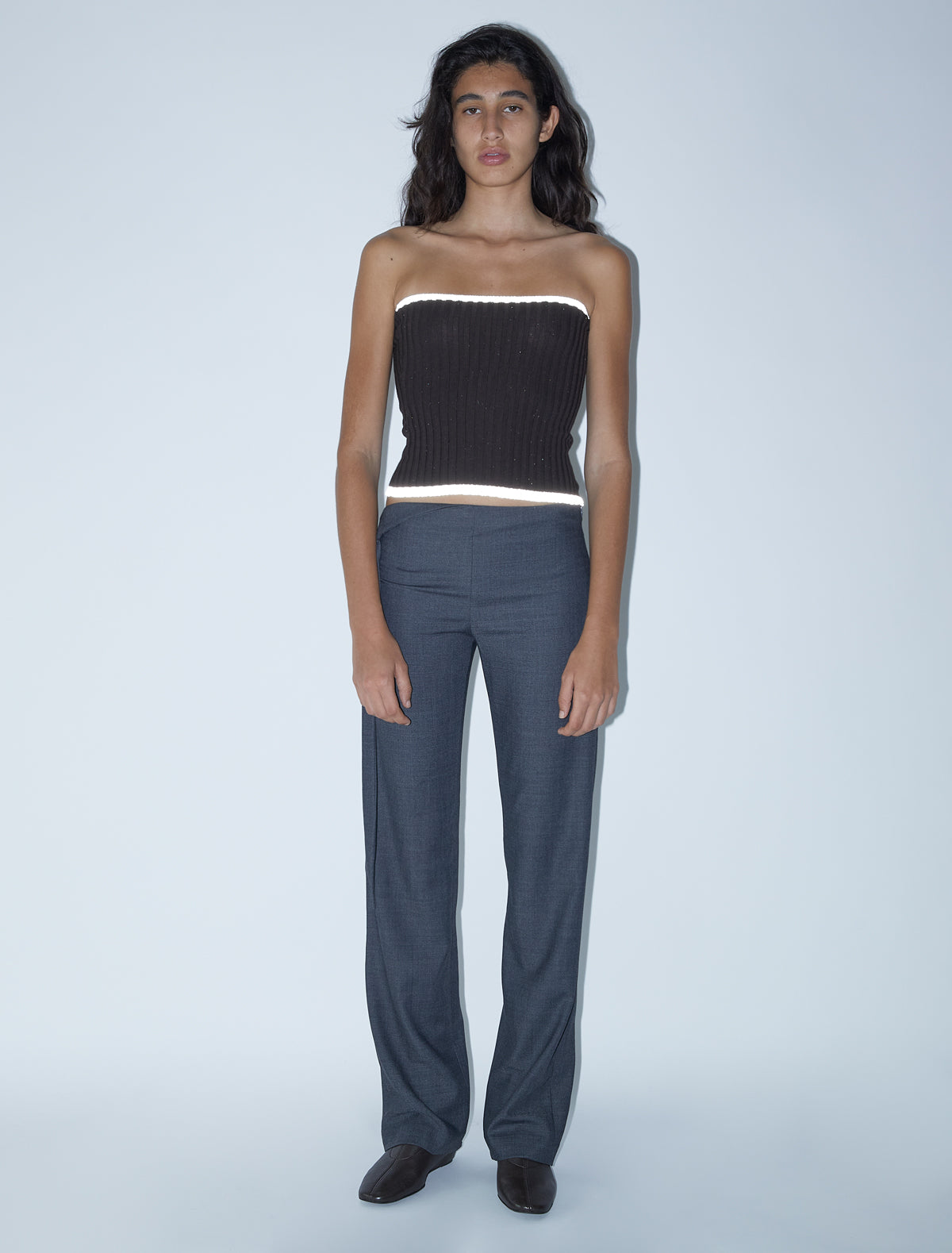 Juste ribbed knit bandeau top reflective thread