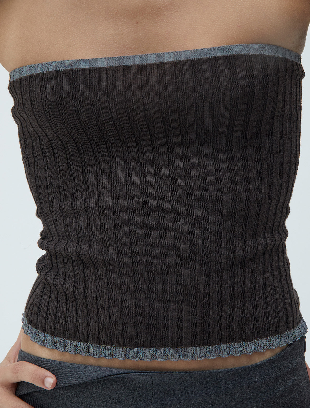 Juste ribbed knit bandeau top reflective thread