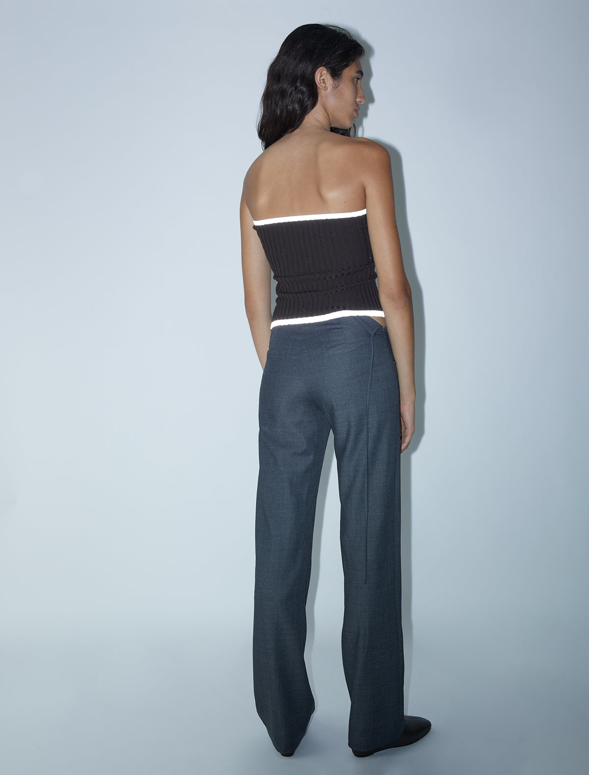 Juste ribbed knit bandeau top reflective thread