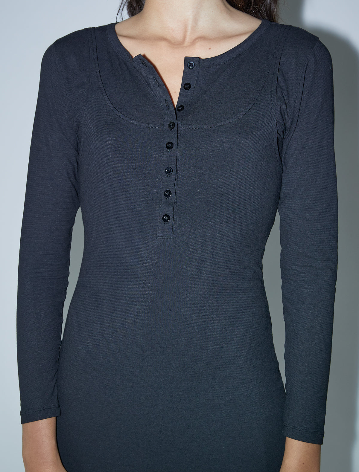 Fil long buttoned flared dress black