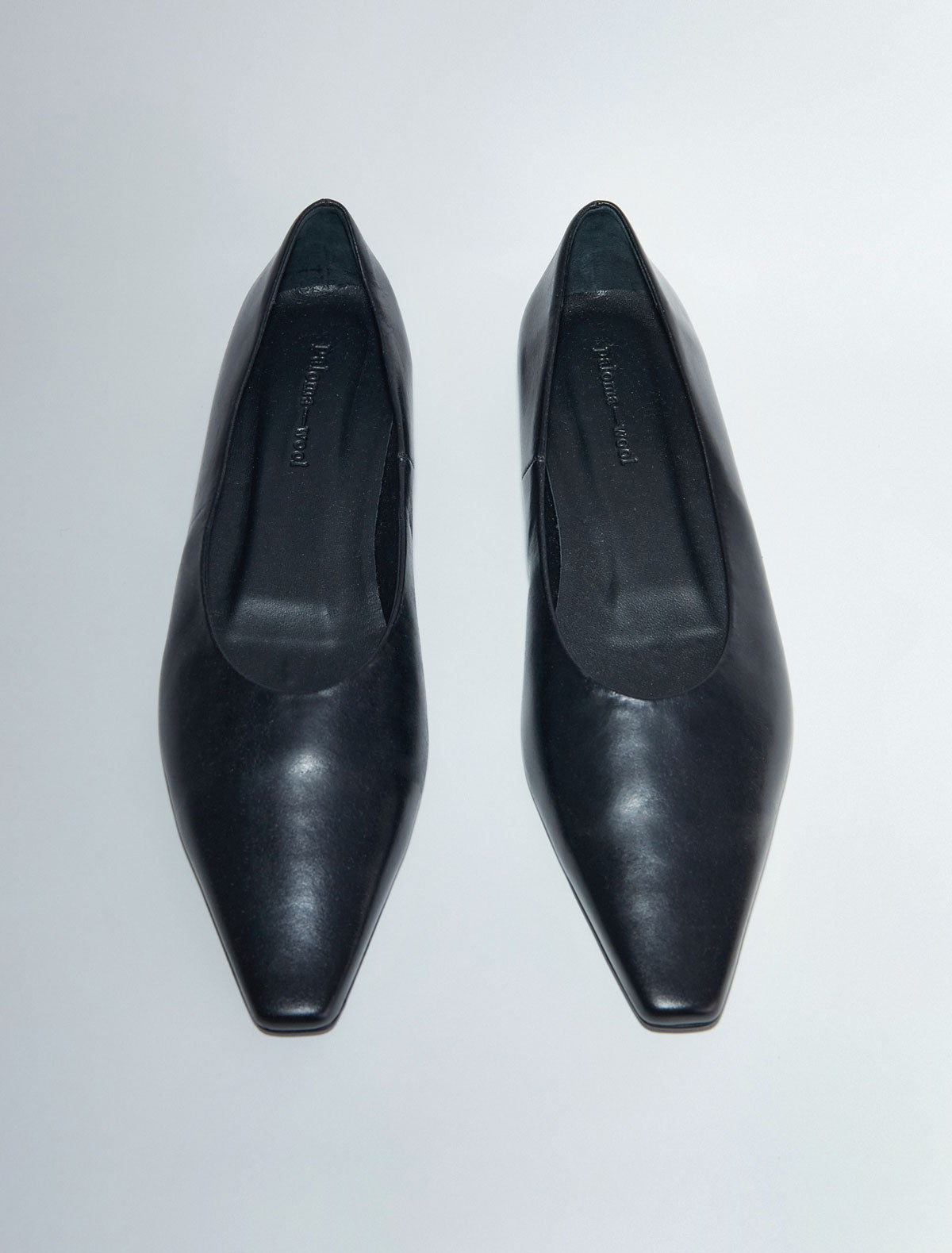 Luella rectangular toe shoes mini wedge heel black