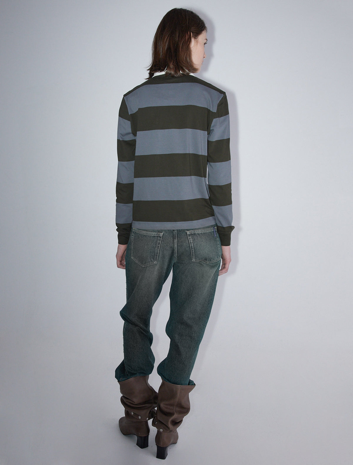 Susu striped rugby polo style shirt khaki