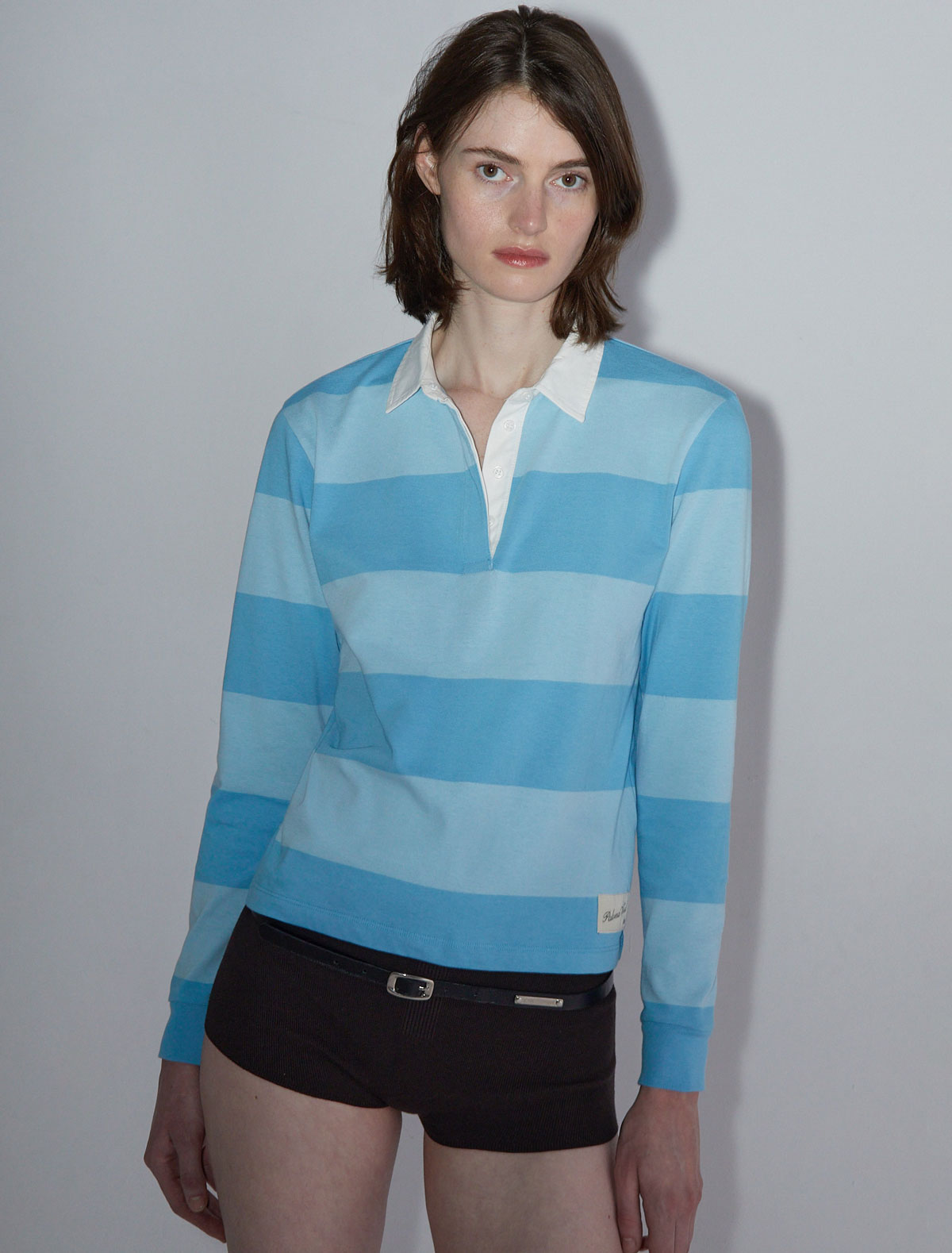 Susu striped rugby polo style shirt lightblue