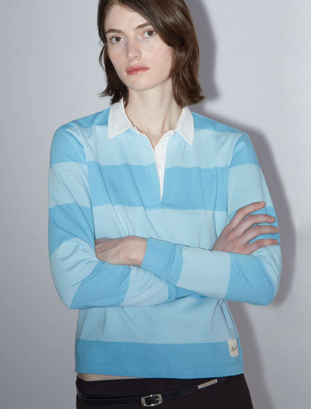 Susu striped rugby polo style shirt lightblue
