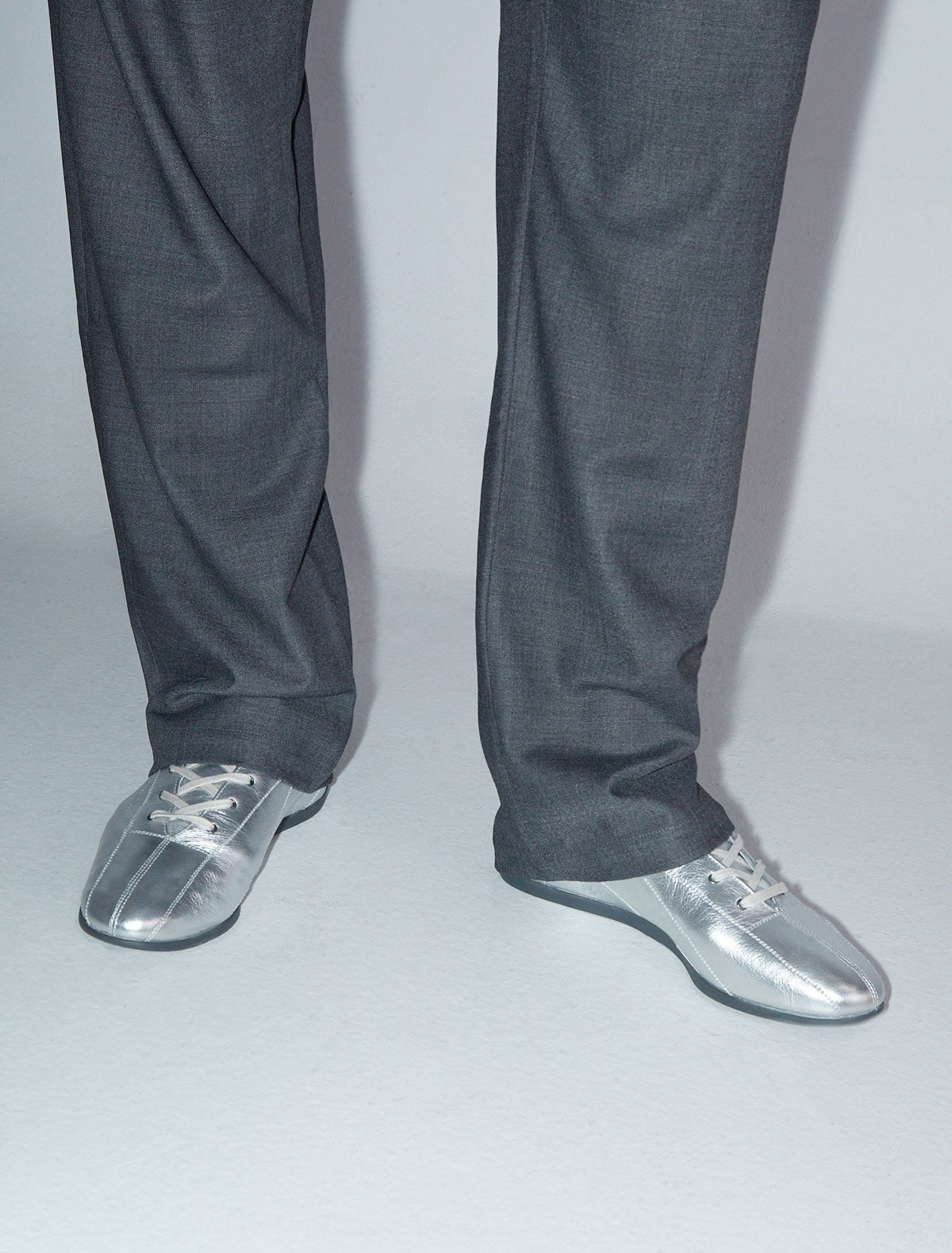 Miles laceup men leather sneakers rubber sole silver