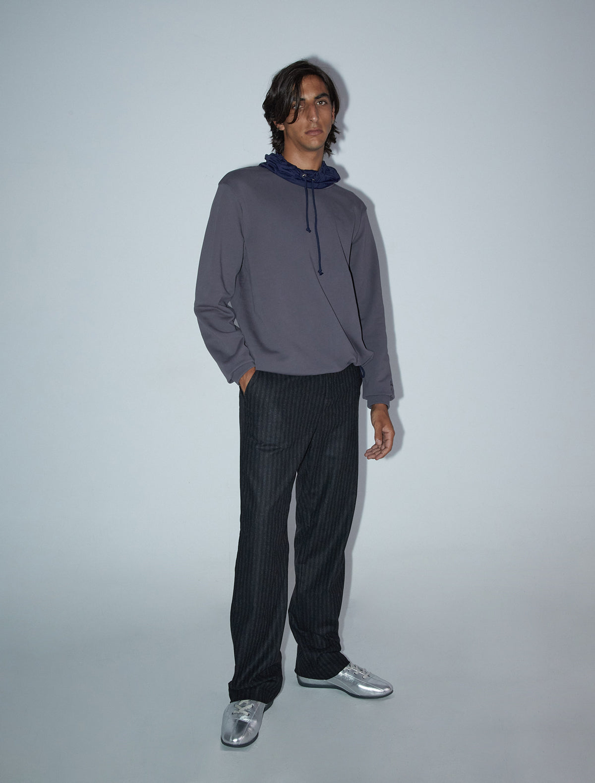 Miles laceup men leather sneakers rubber sole silver