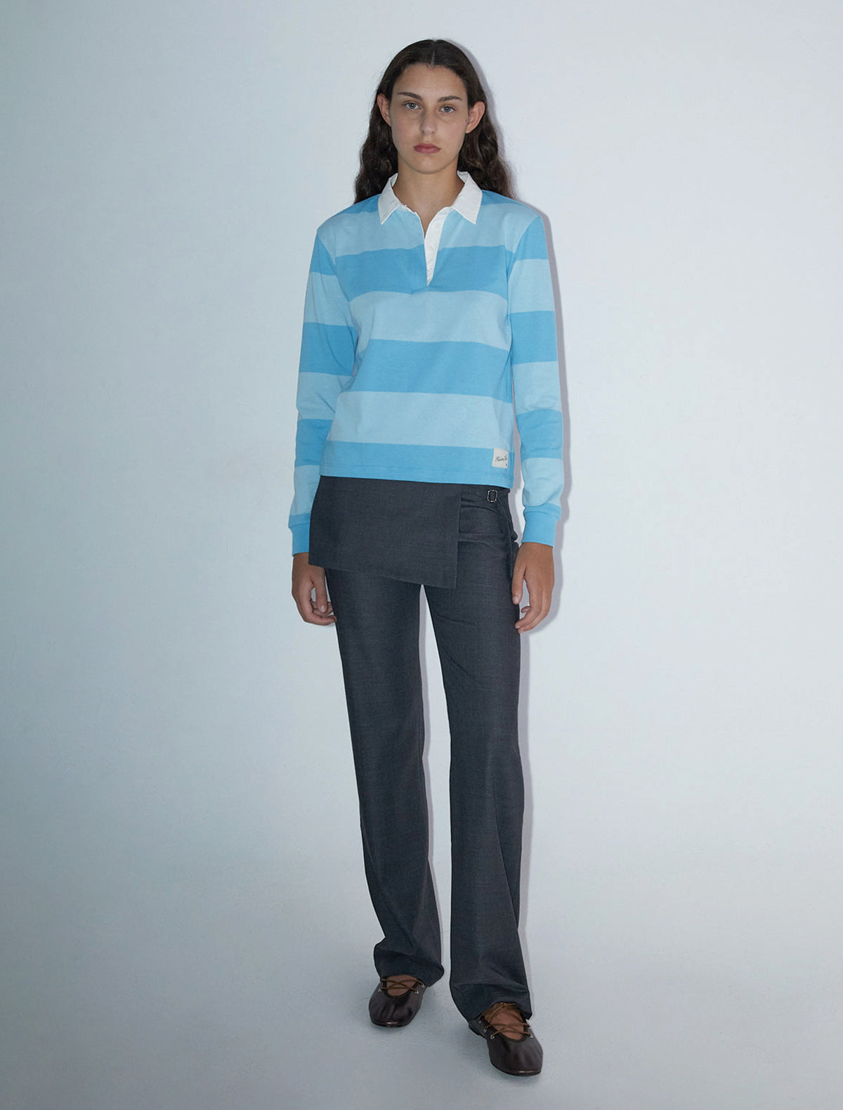 Susu striped rugby polo style shirt lightblue