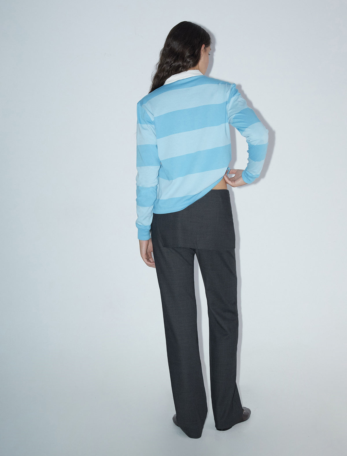 Archive mid rise pants overlapping mini skirt darkgrey