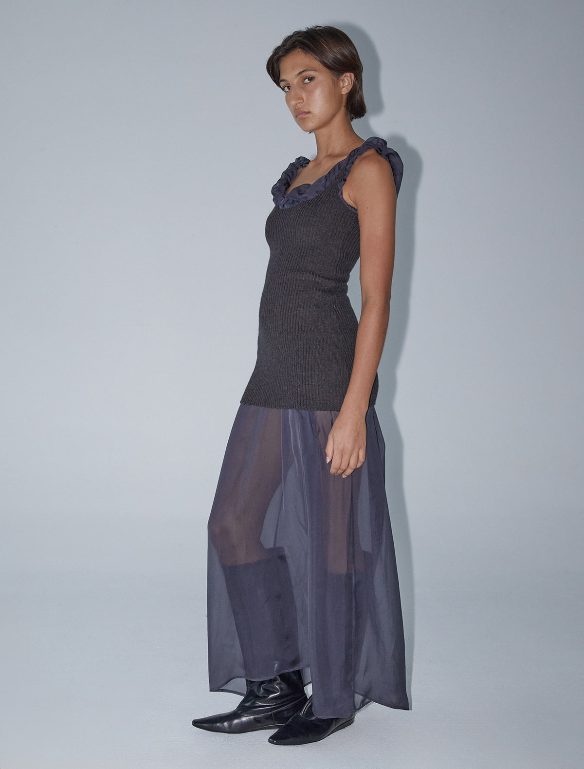 Janita fitted silk tricot dress