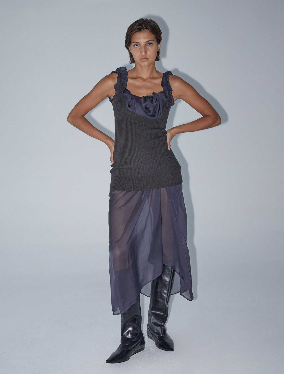Janita fitted silk tricot dress