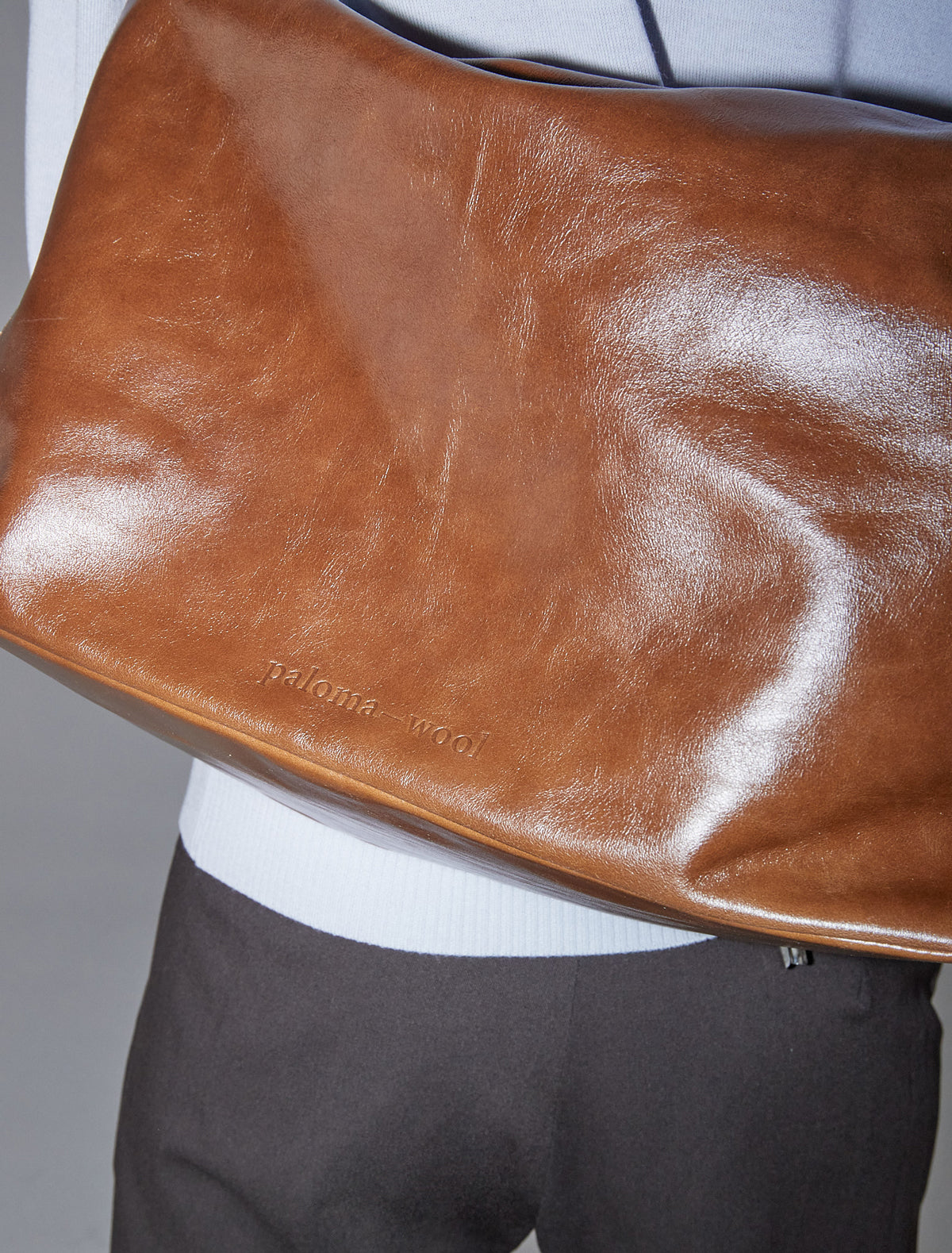 Lisa large leather bag wide handle brown