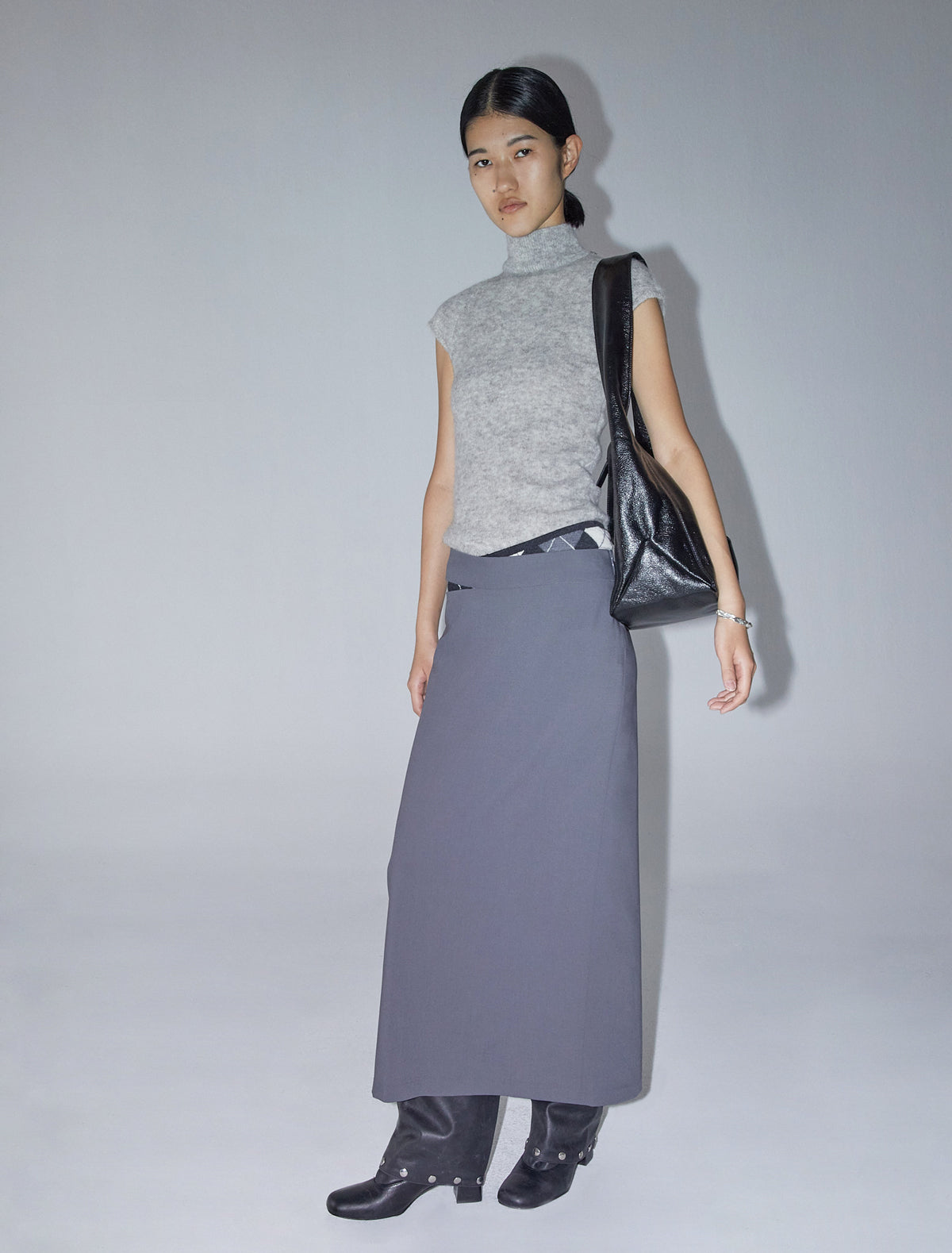 Lisa large leather bag wide handle black