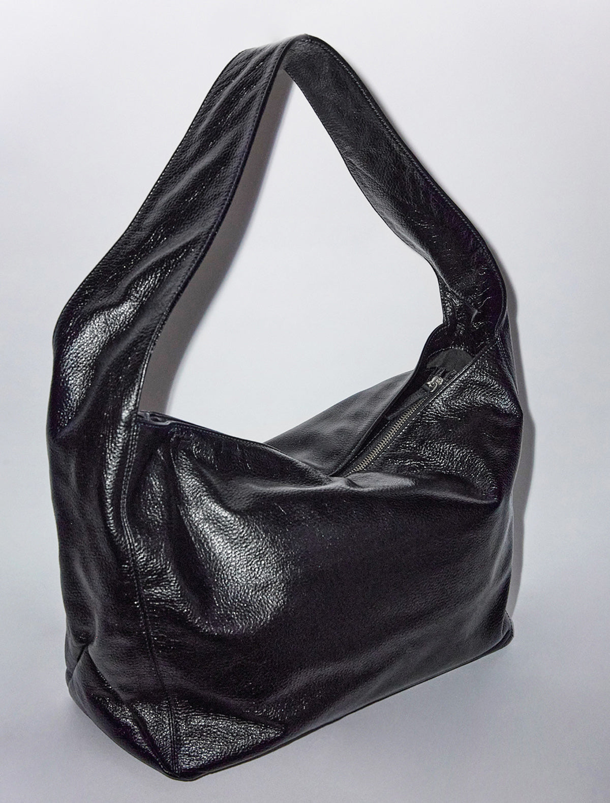 Lisa large leather bag wide handle black
