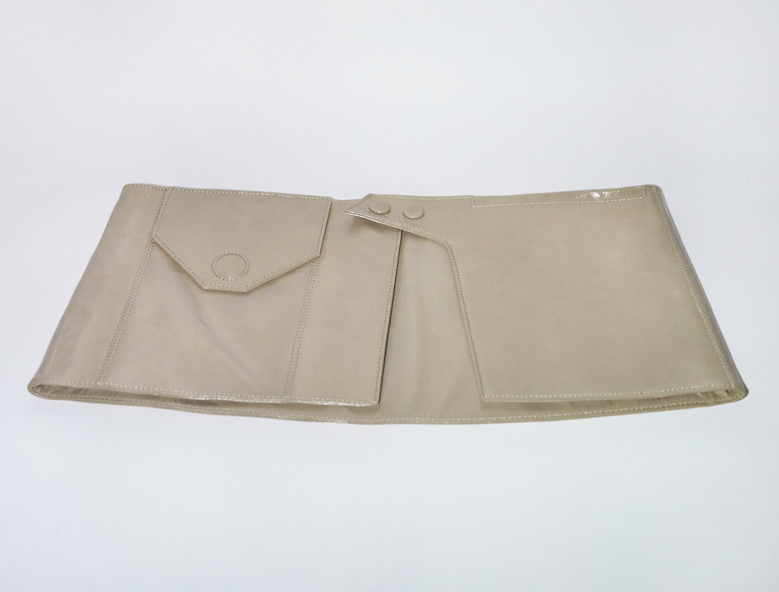 Paulina skirt style leather belt pockets beige