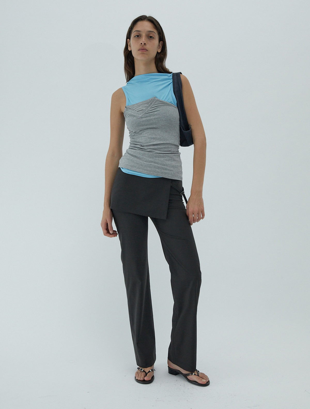 Archive pants overlapping mini skirt darkbrown