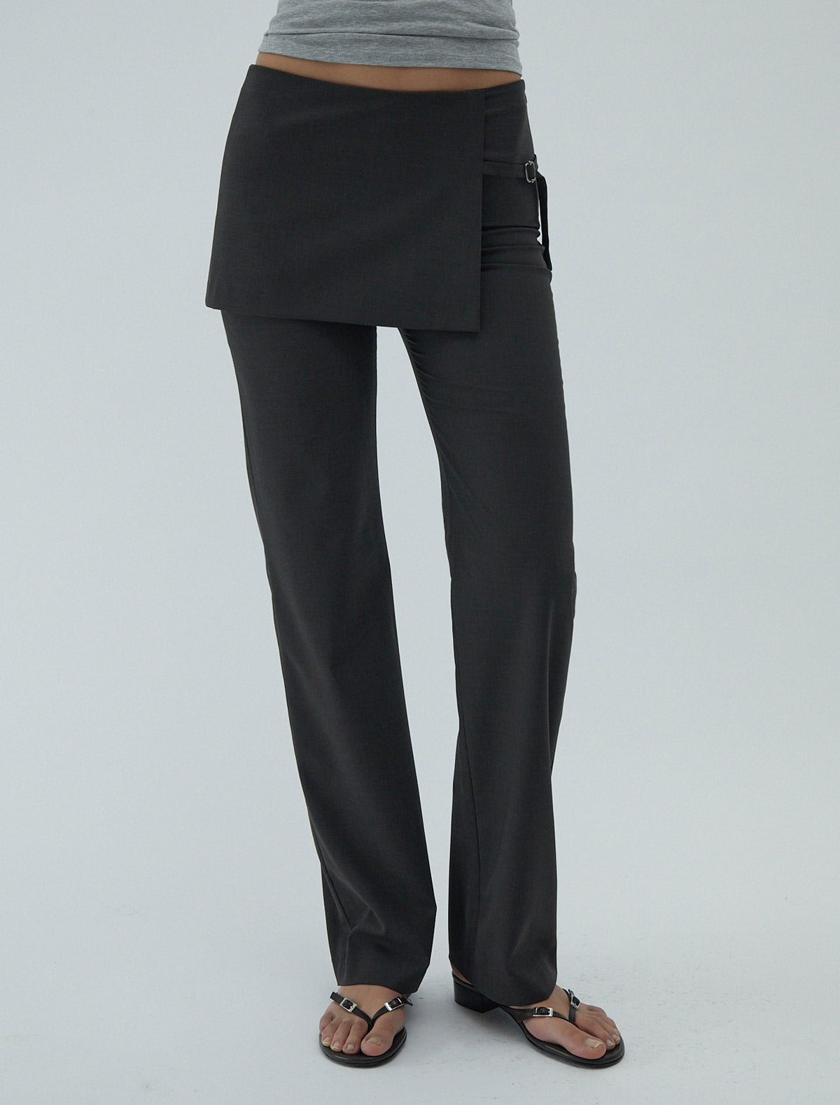 Archive pants overlapping mini skirt darkbrown