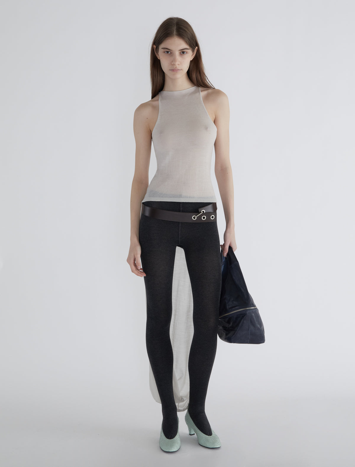 Cowl top strappy top tricot cape