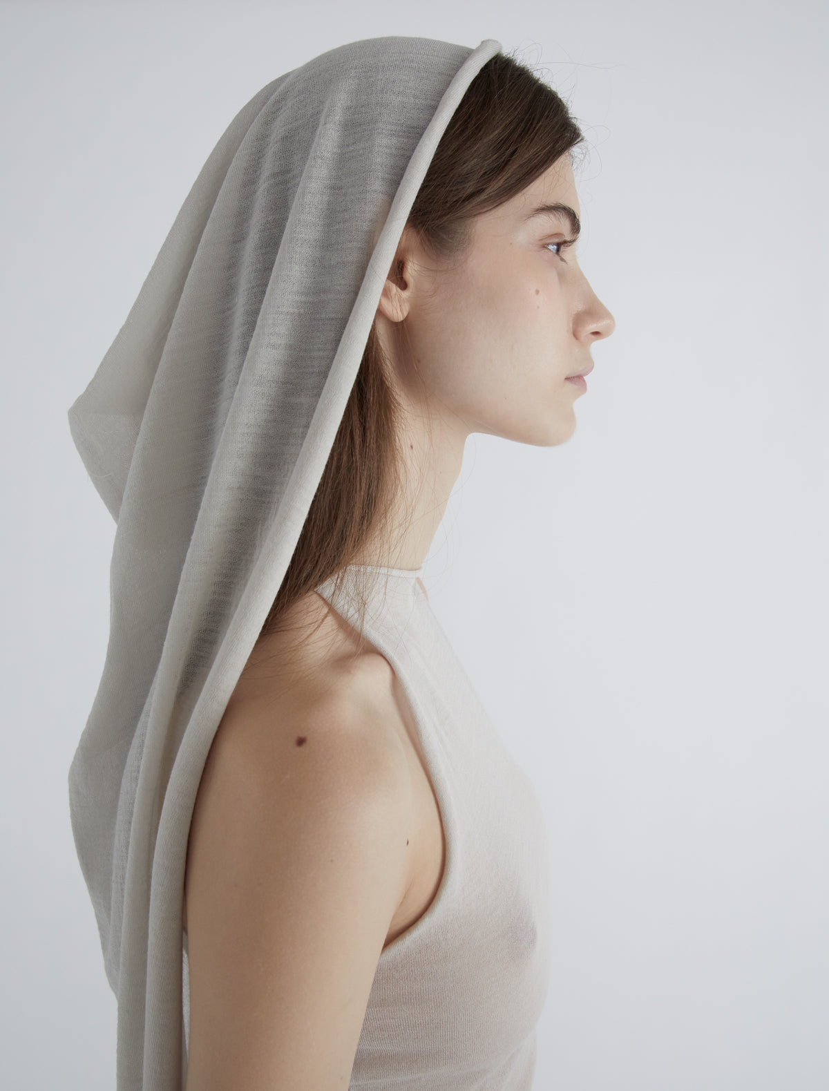 Cowl top strappy top tricot cape