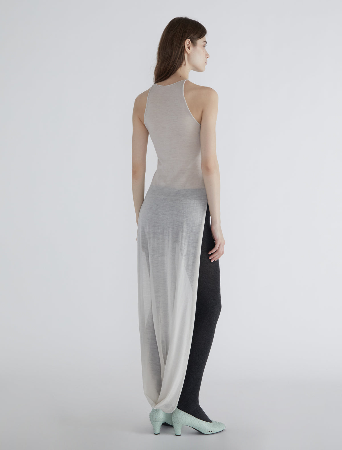 Cowl top strappy top tricot cape