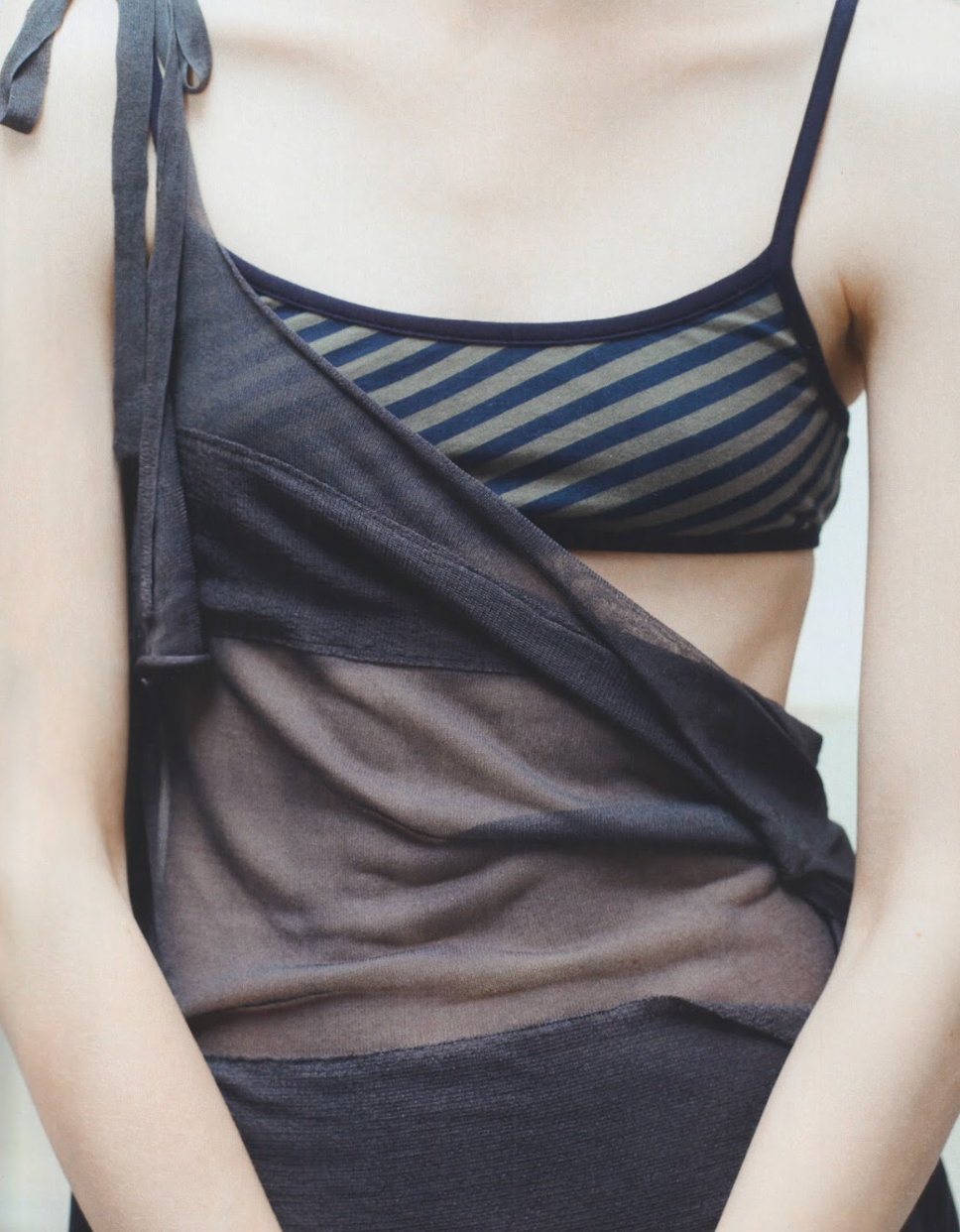 Chee striped bralette style top navy