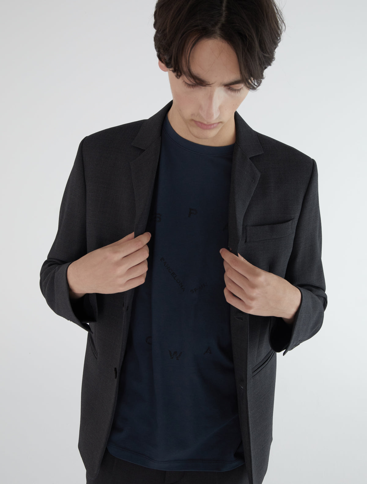 Trave men suit blazer welt pockets darkgrey