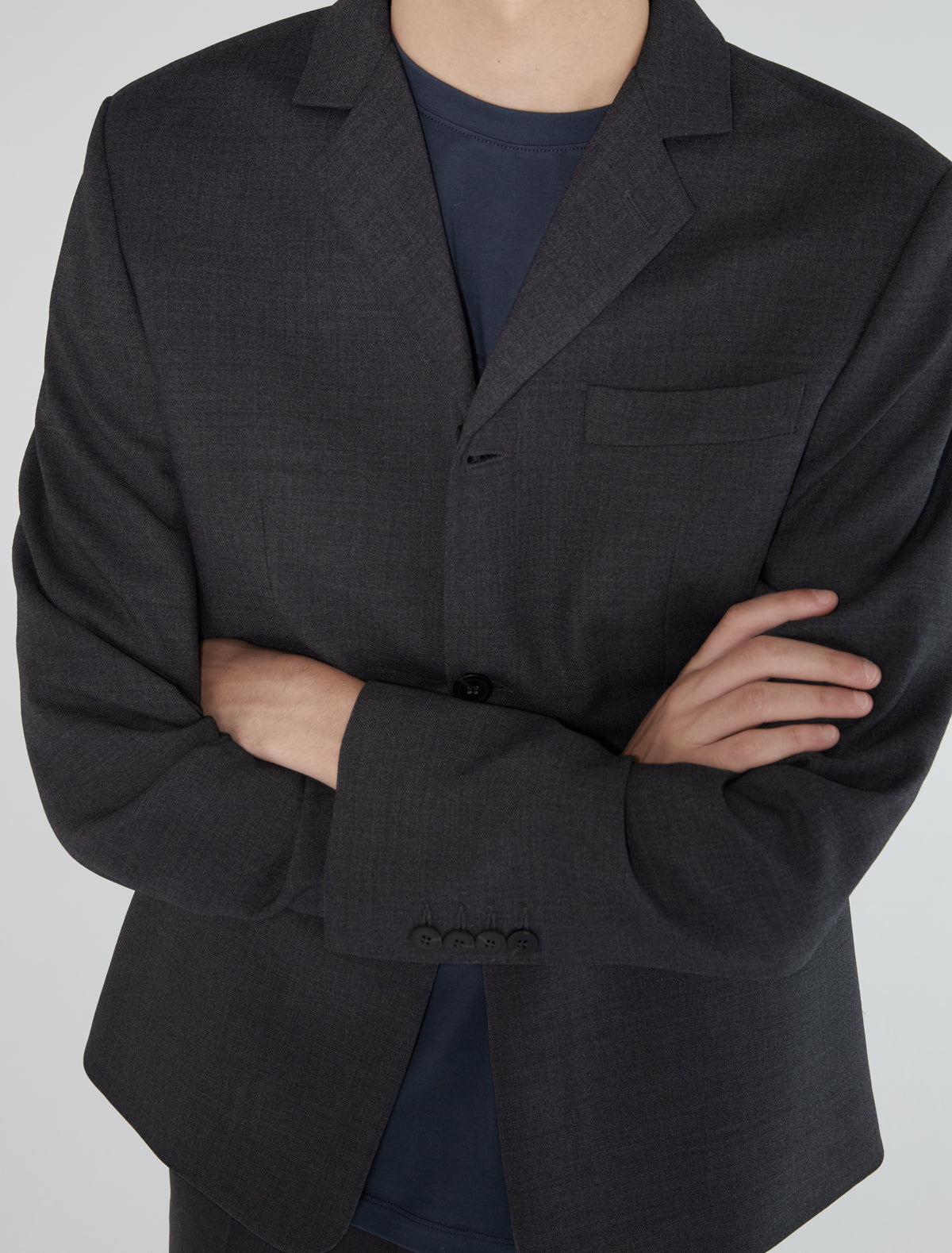 Trave men suit blazer welt pockets darkgrey