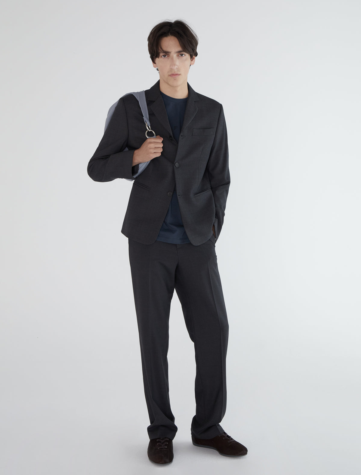 Trave men suit blazer welt pockets darkgrey