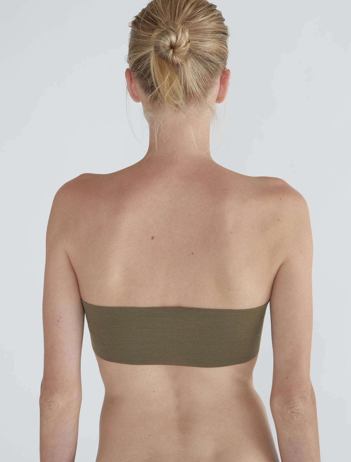 Stroke fitted bandeau top khaki