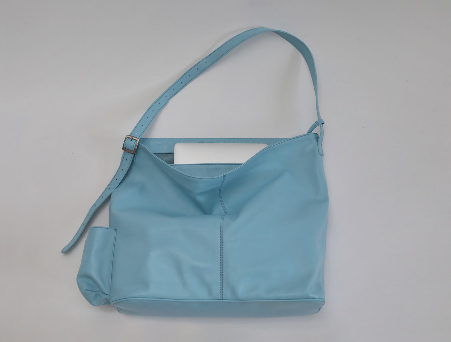 Campnou xxl leather bag pocket laptop turquoise