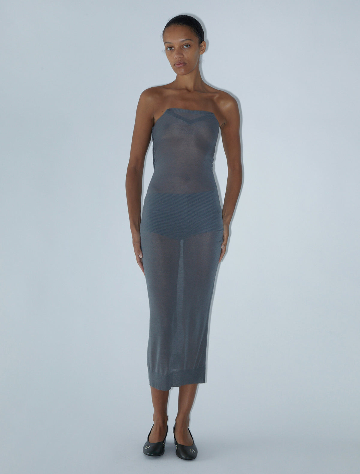 Folded v neck dress fitted bandeau folded top