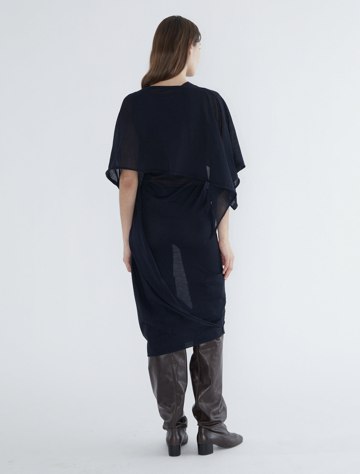 Willy multiposition sleeveless wool dress black