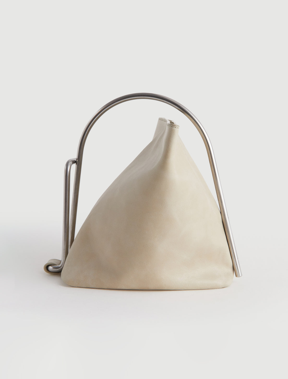 SEVEN-Leather handbag with a stainless steel handle by Grace