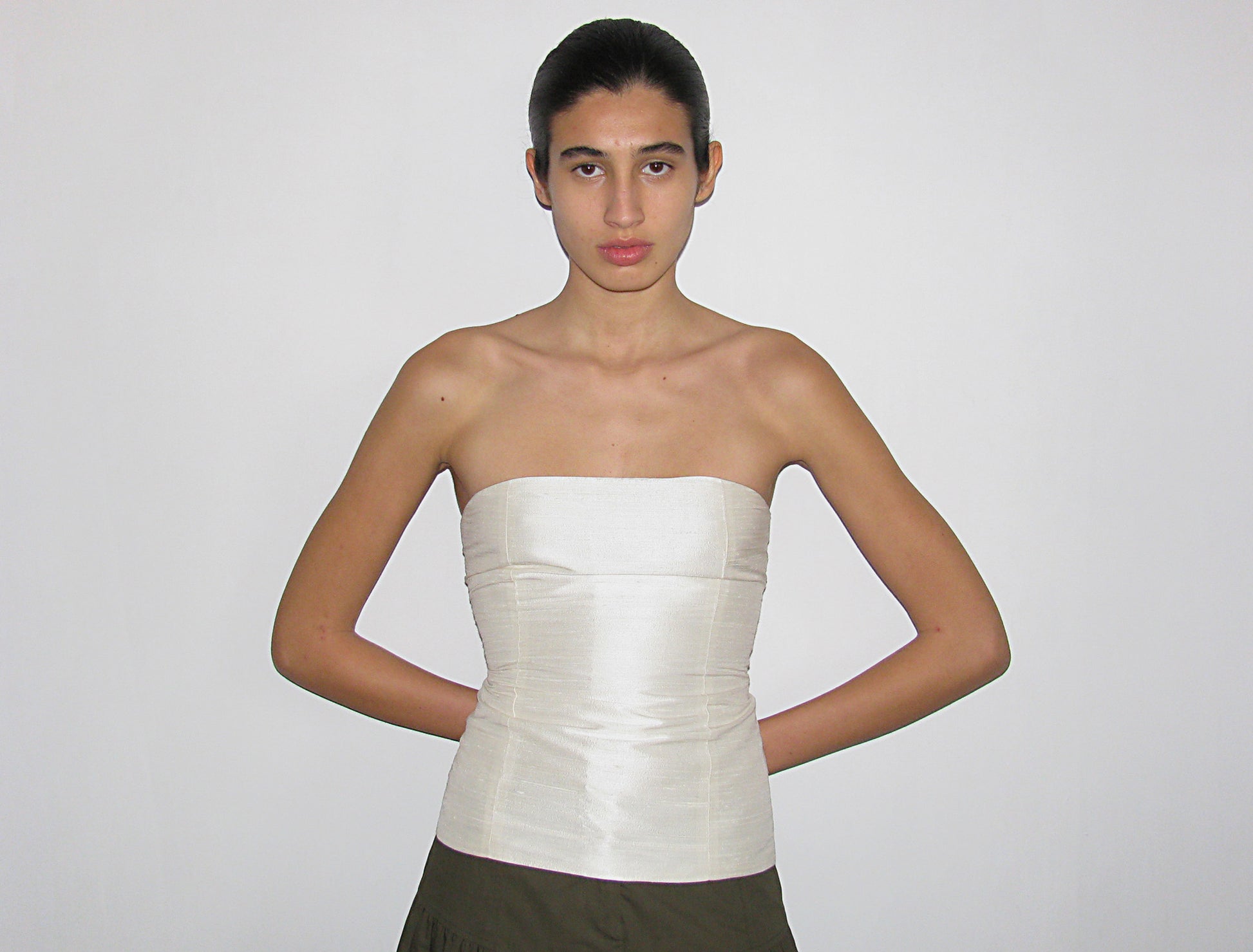 Agnes double layer silk bandeau top white