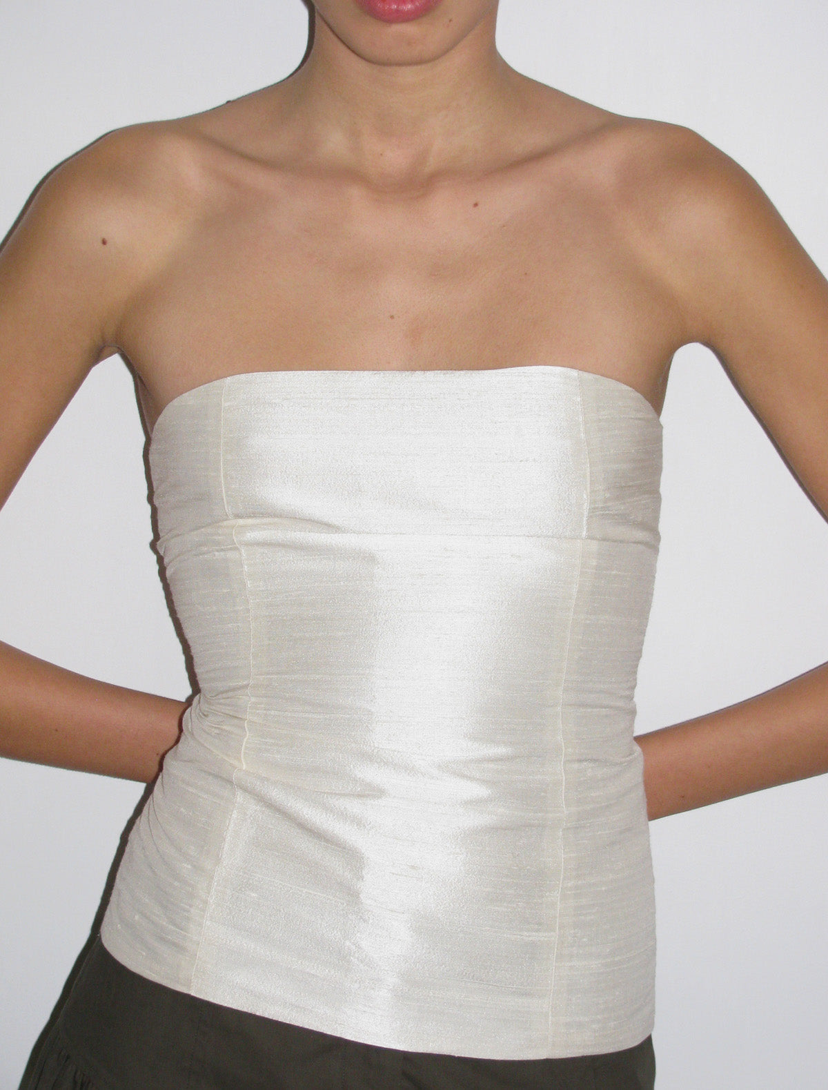 Agnes double layer silk bandeau top white