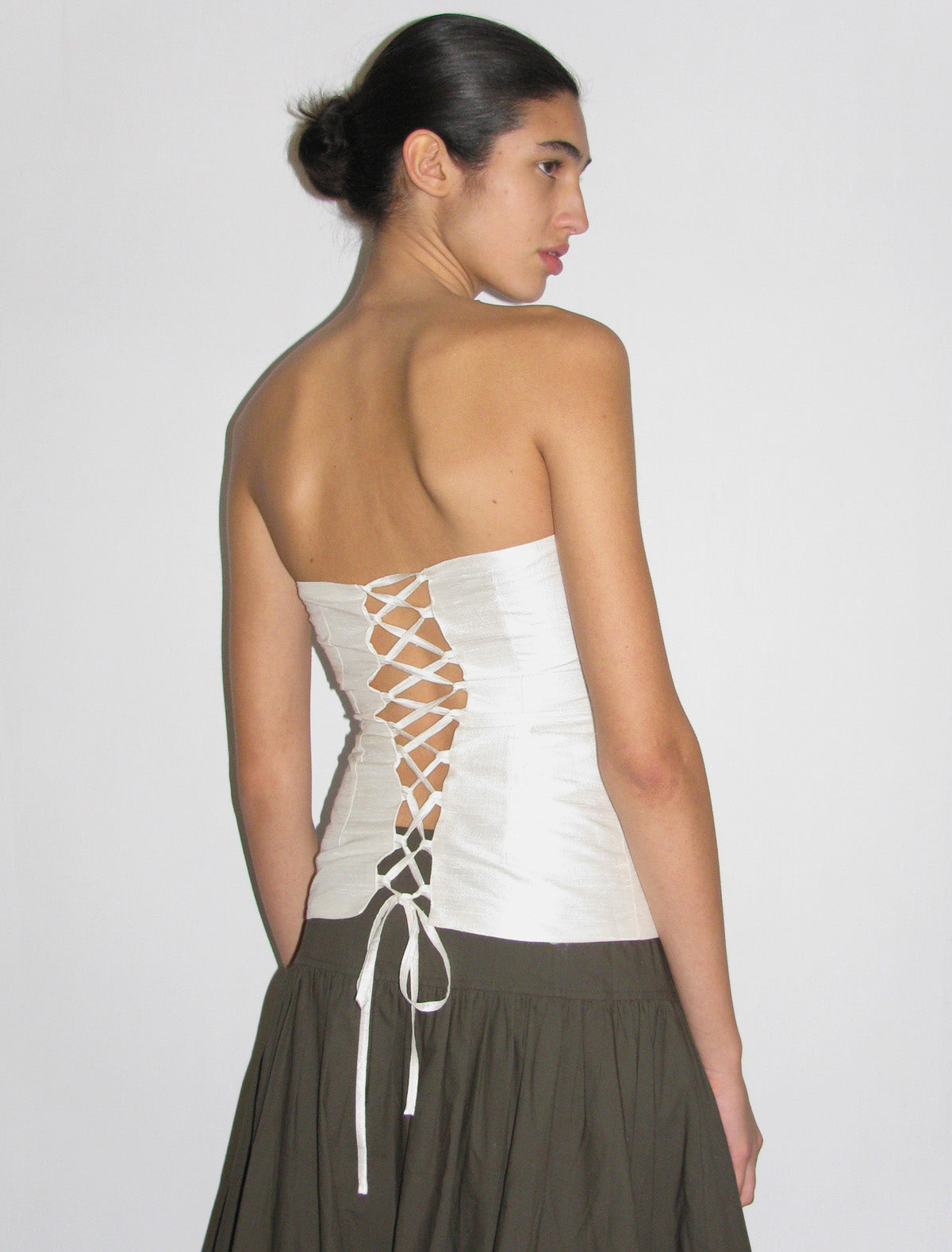 Agnes double layer silk bandeau top white