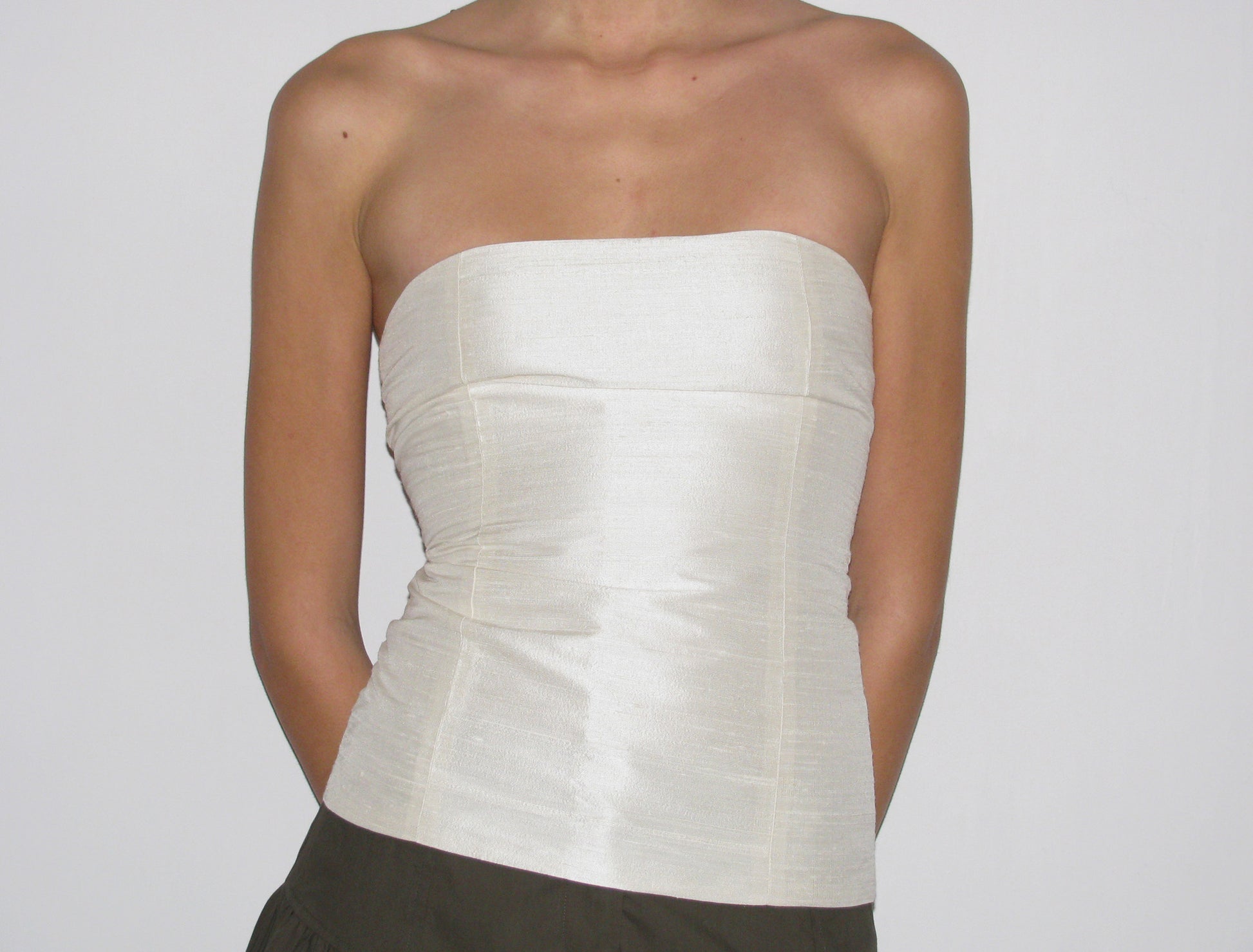 Agnes double layer silk bandeau top white