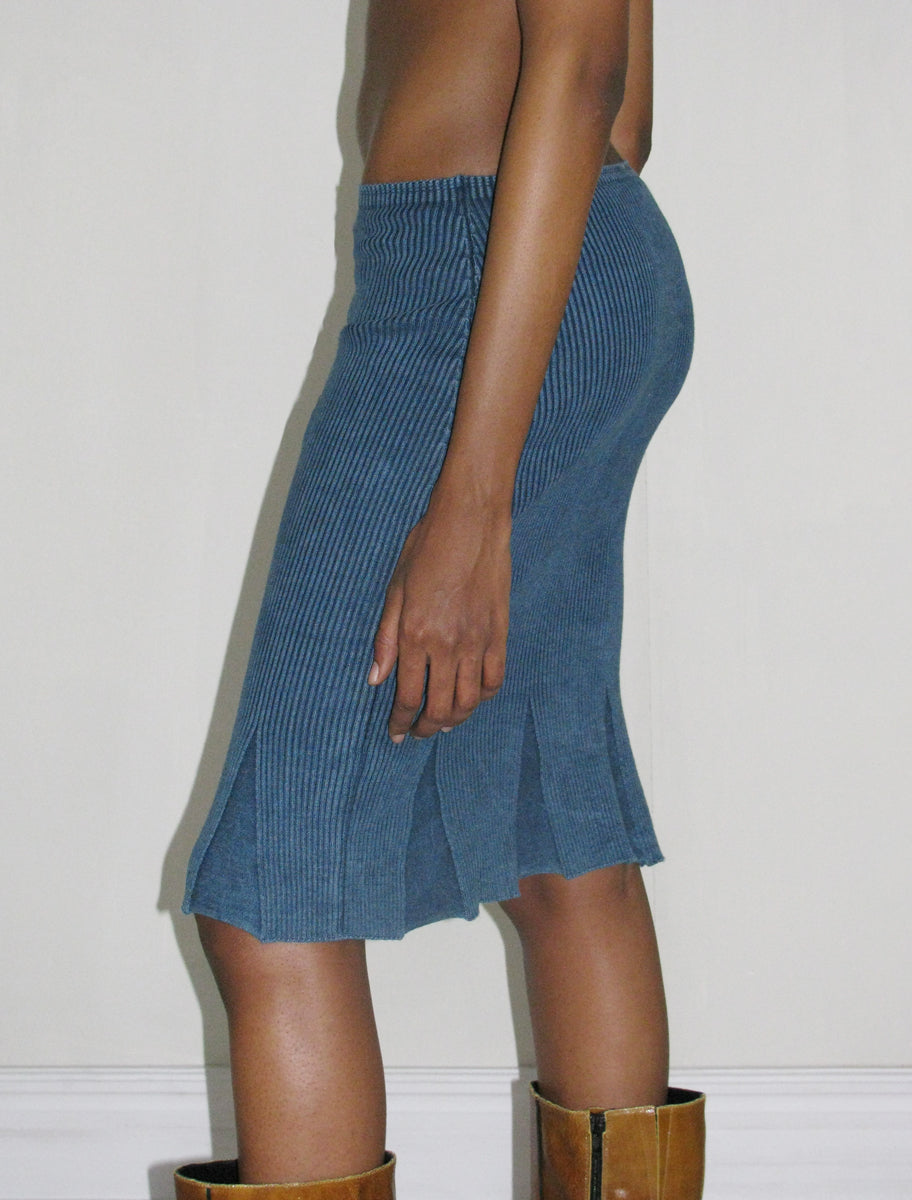 RIZMO-Washed indigo effect skirt