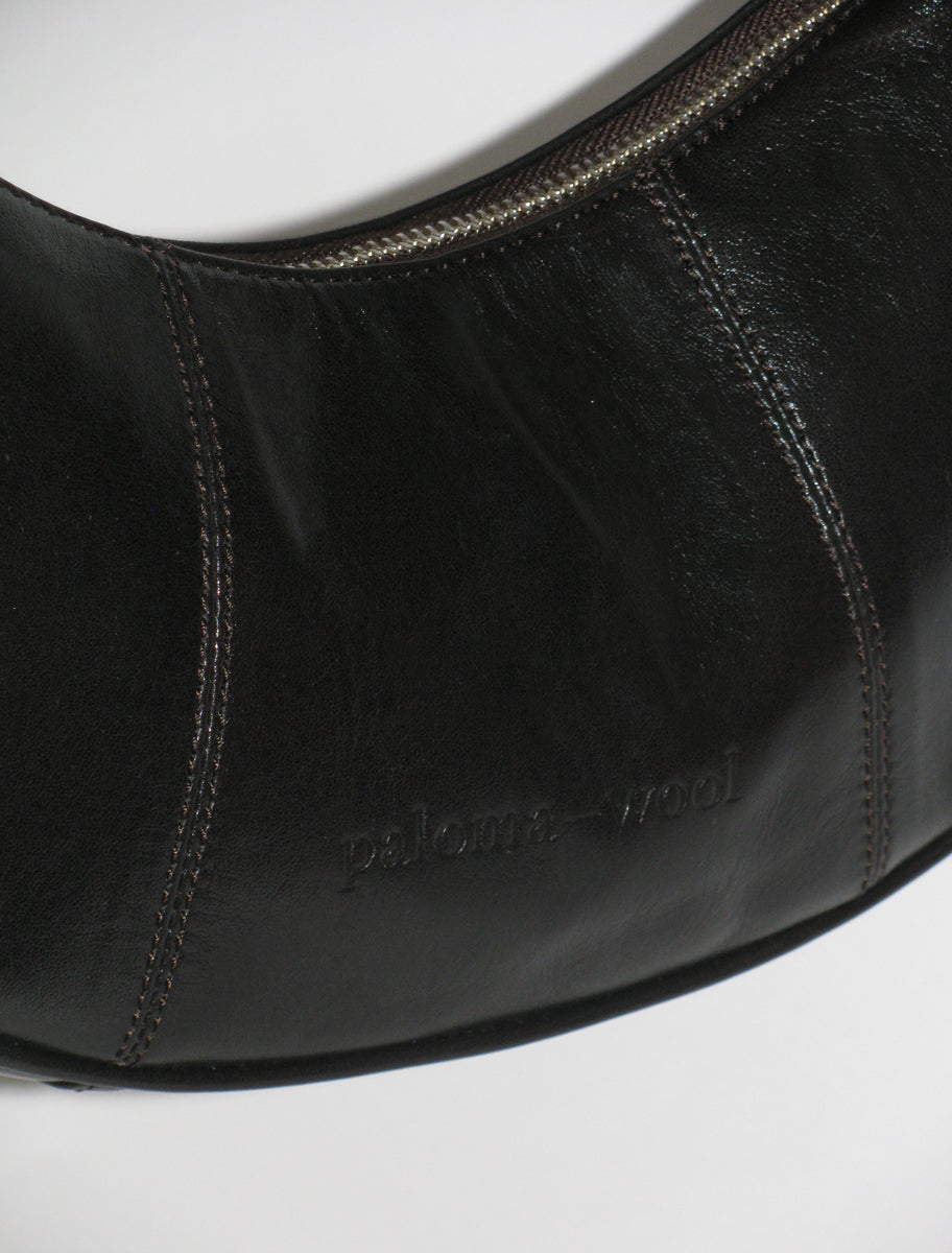 Bean leather bag palomawool logo darkbrown