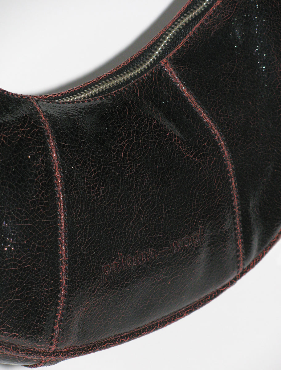 Mini bean leather embossed logo bag black